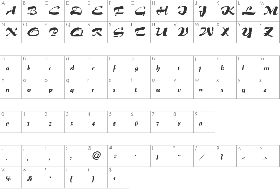 Paprika font character map preview