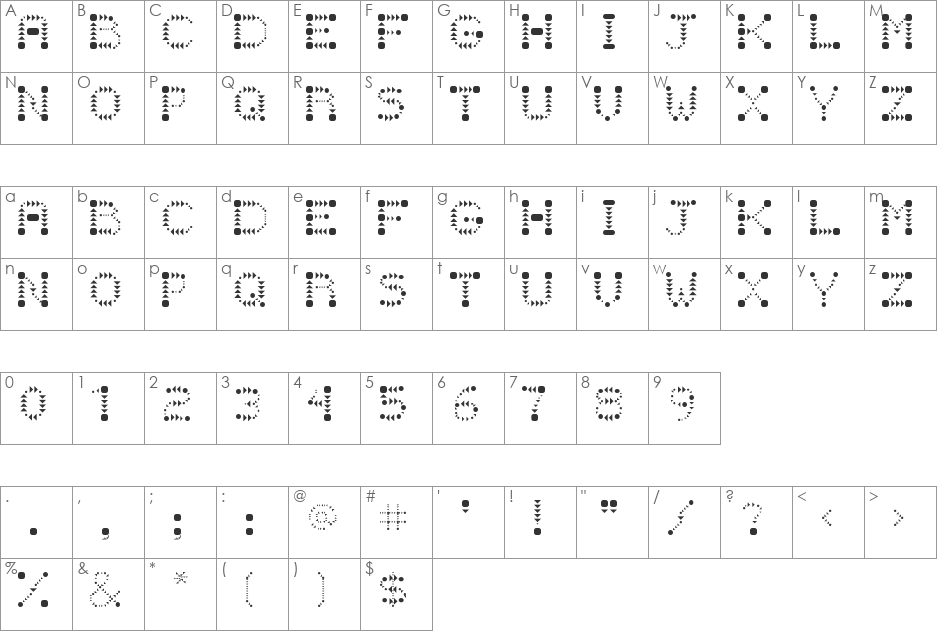 Para Zebara font character map preview