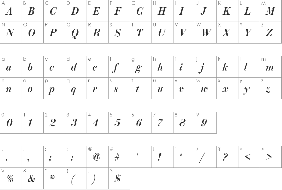 ParagonNordCTT font character map preview