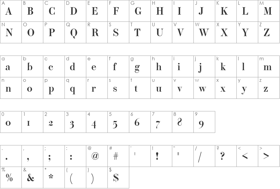 ParagonNordCTT font character map preview