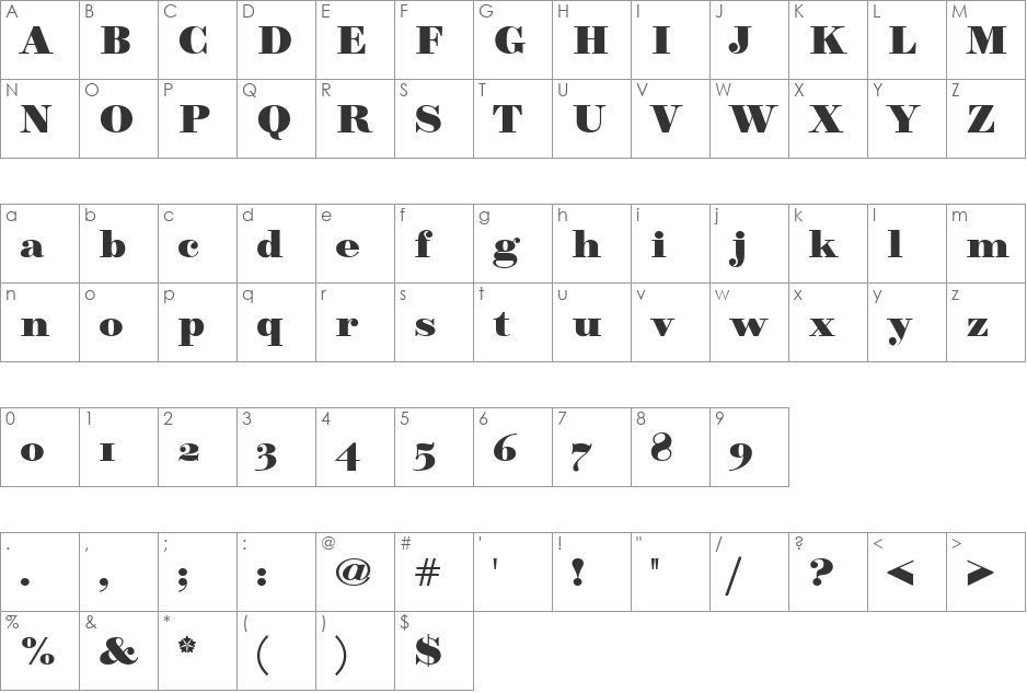 ParagonNordUltraBoldCTT font character map preview