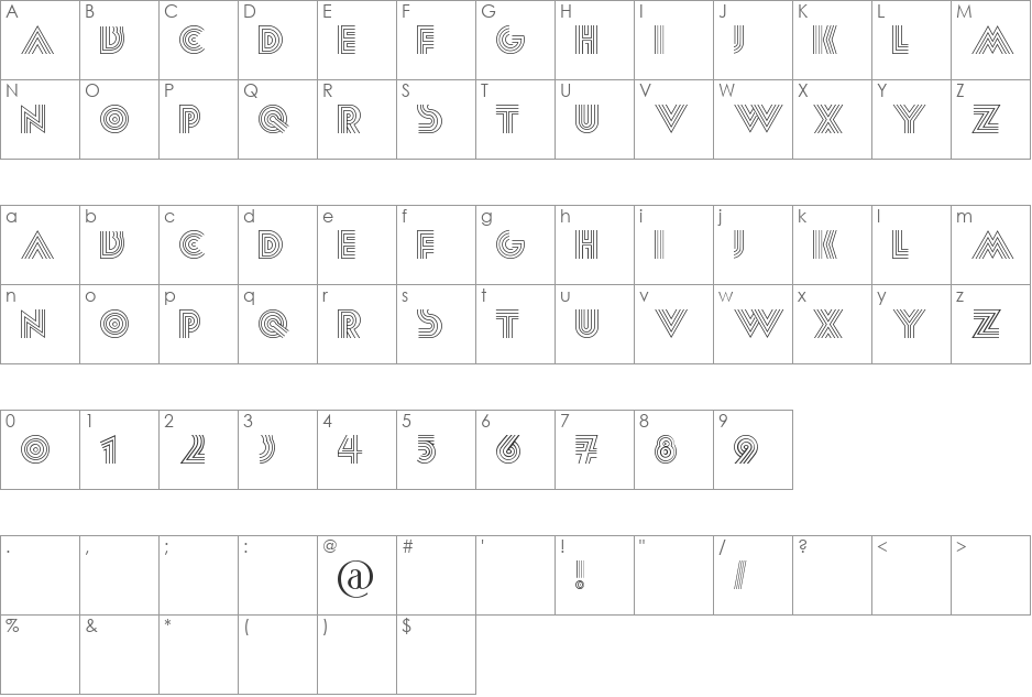 Paralis font character map preview