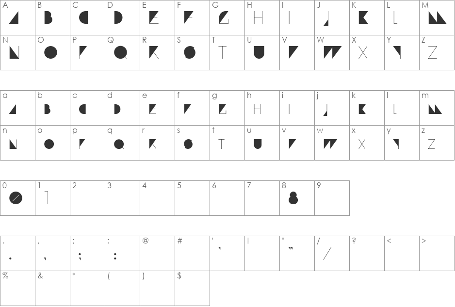 Paranoid font character map preview