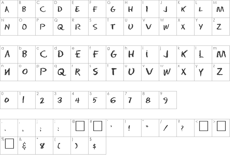Paranoid font character map preview