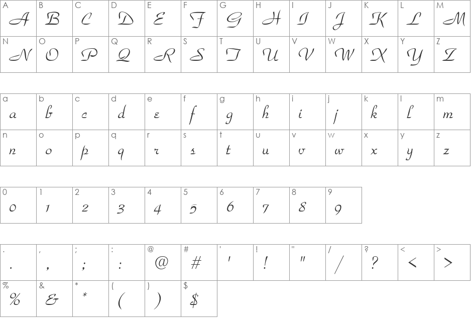 ParkAvenue-Normal font character map preview