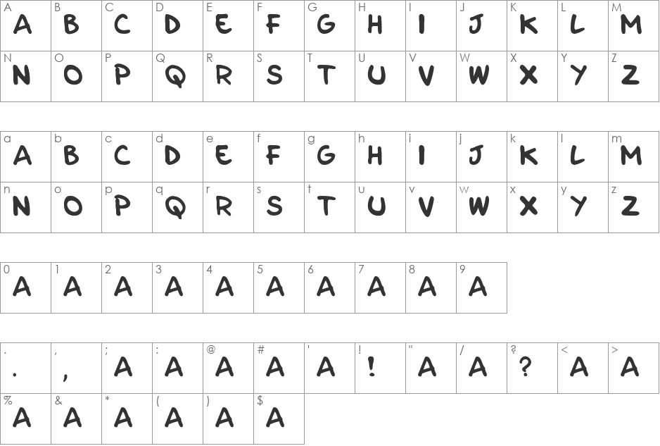 Parla font character map preview