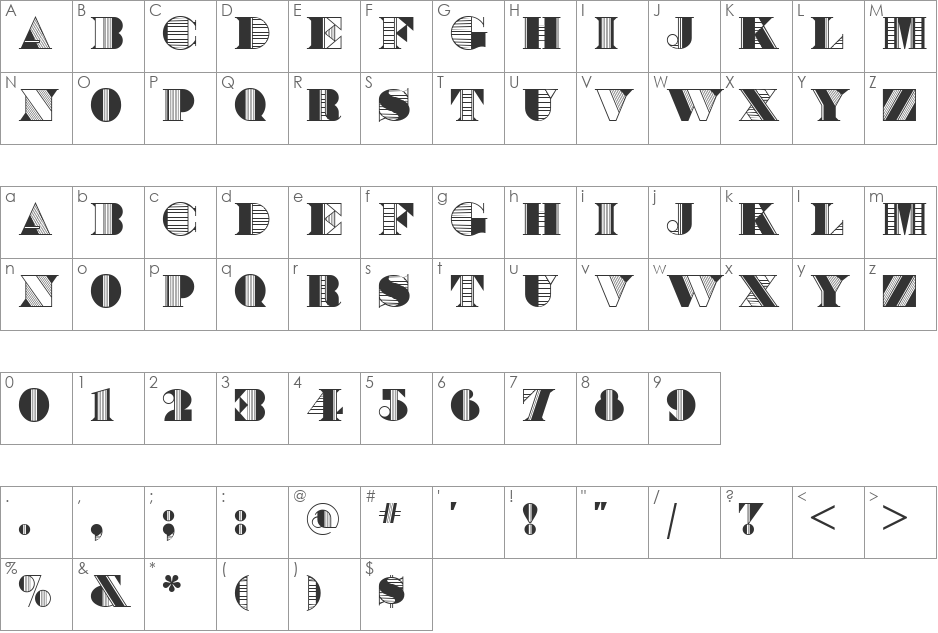 Partager Caps NF font character map preview
