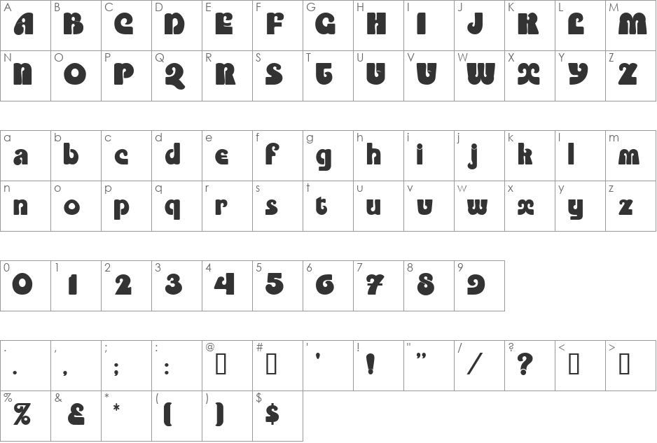 PartiteDisplaySSi font character map preview