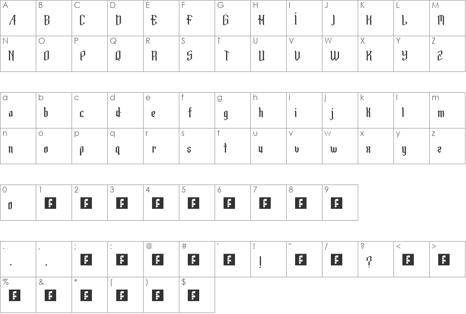 Pasi font character map preview