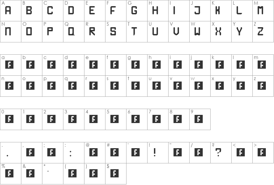 Passatempo font character map preview