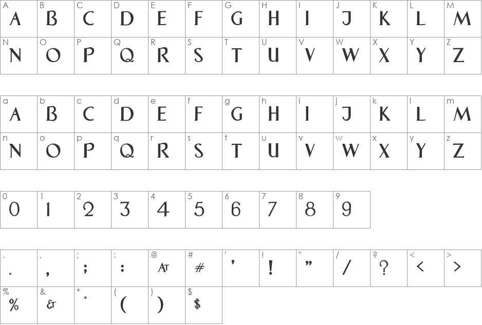 Passau Display font character map preview