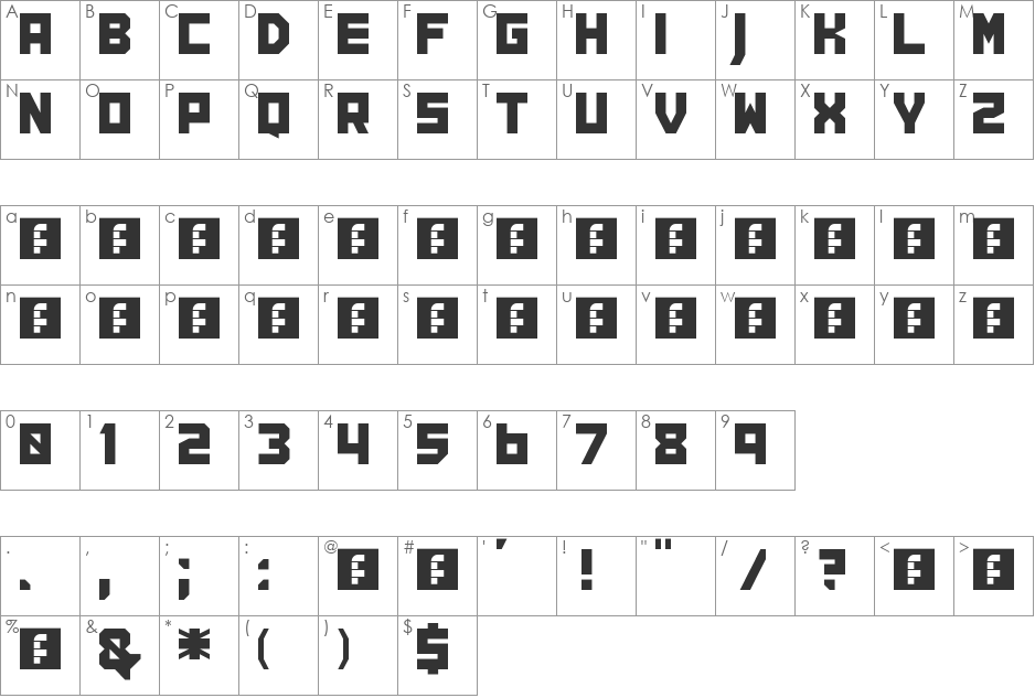 Acupuncture font character map preview