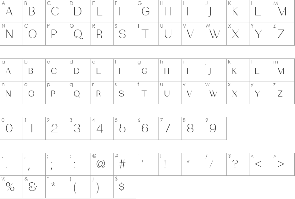 PassionSansPDbc font character map preview