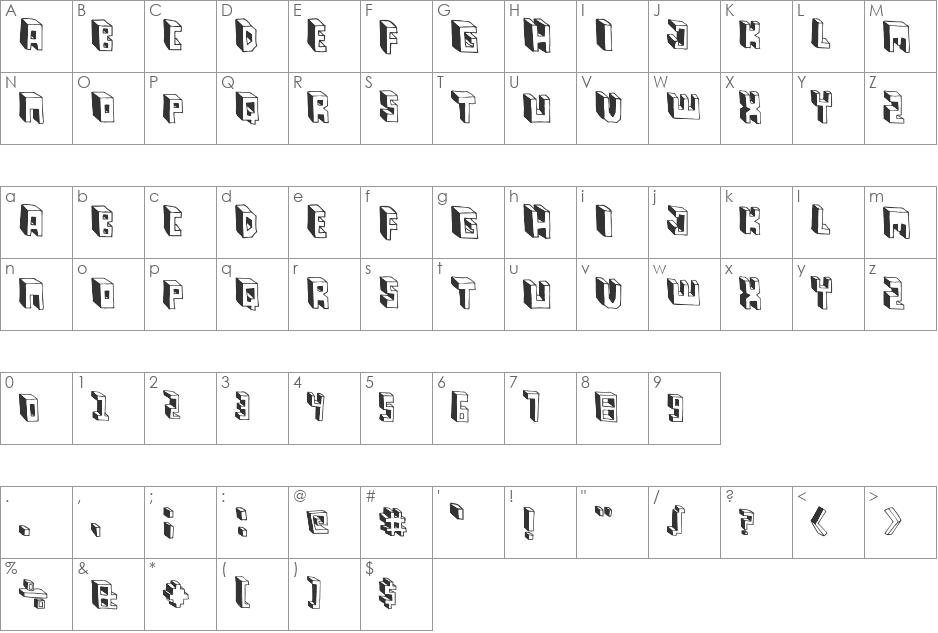 Pastas font character map preview