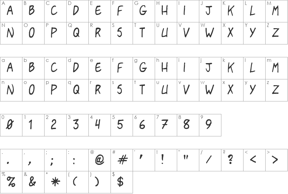 Pasteris font character map preview