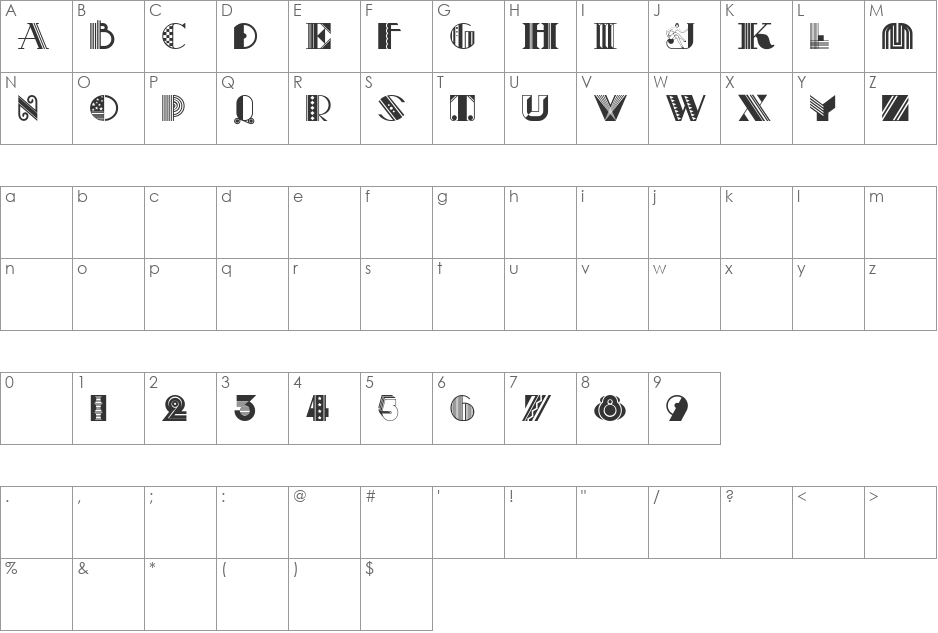 Pastiche NF font character map preview