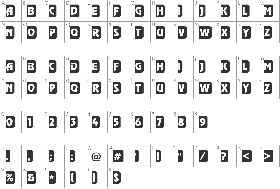 a_RewinderTtl3DTumba font character map preview
