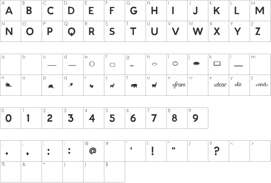 Patagonia font character map preview