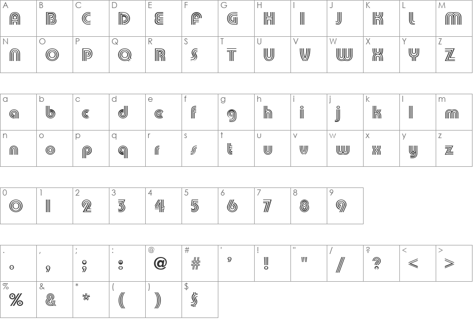 PATAMON font character map preview