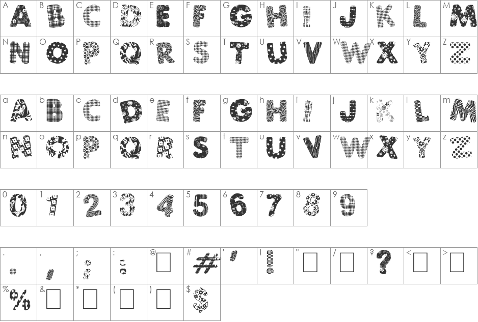 PatchFun font character map preview