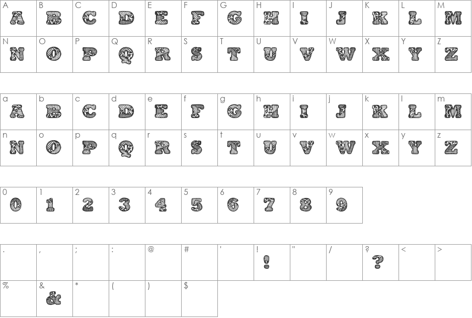 PatchworkAlphabet font character map preview