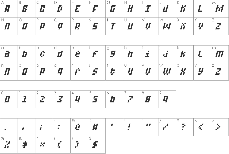 A-15-BIT font character map preview