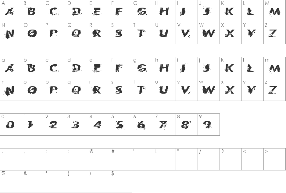 Patriote1837 font character map preview