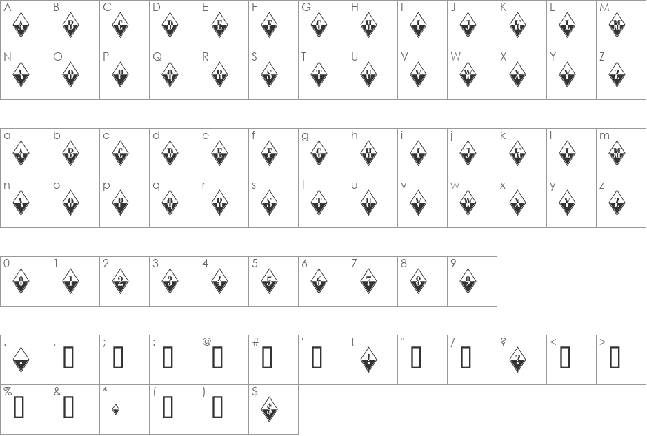 a_RombyB&W font character map preview