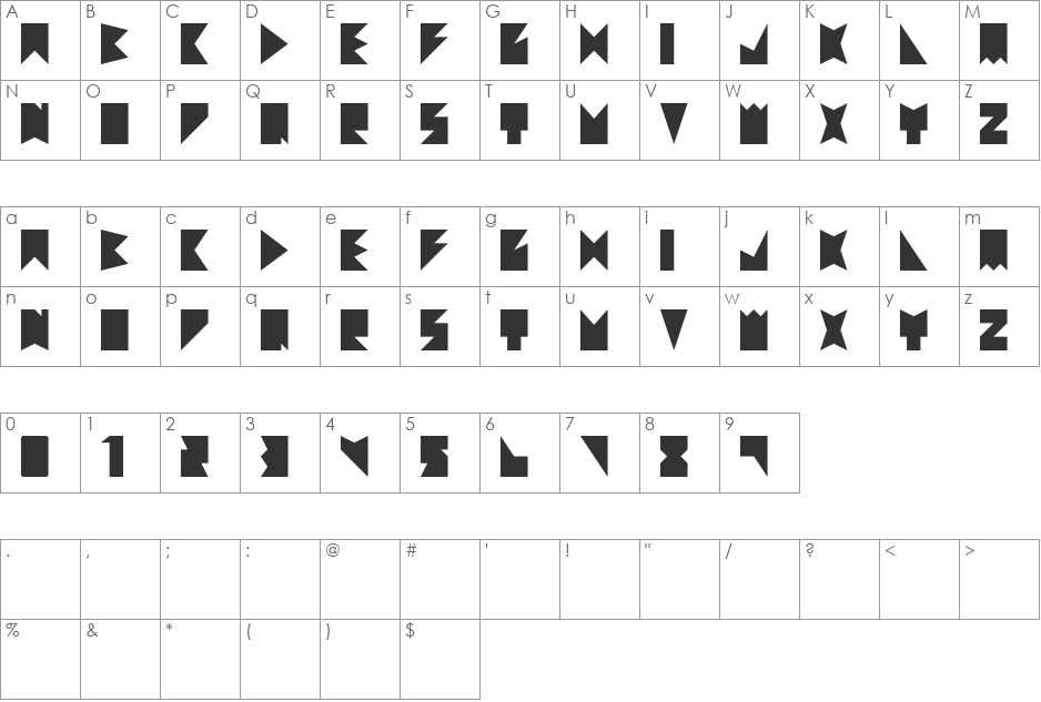 acute font character map preview