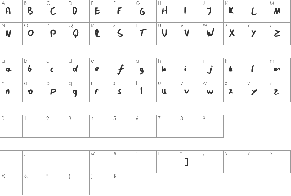 Pavfont font character map preview