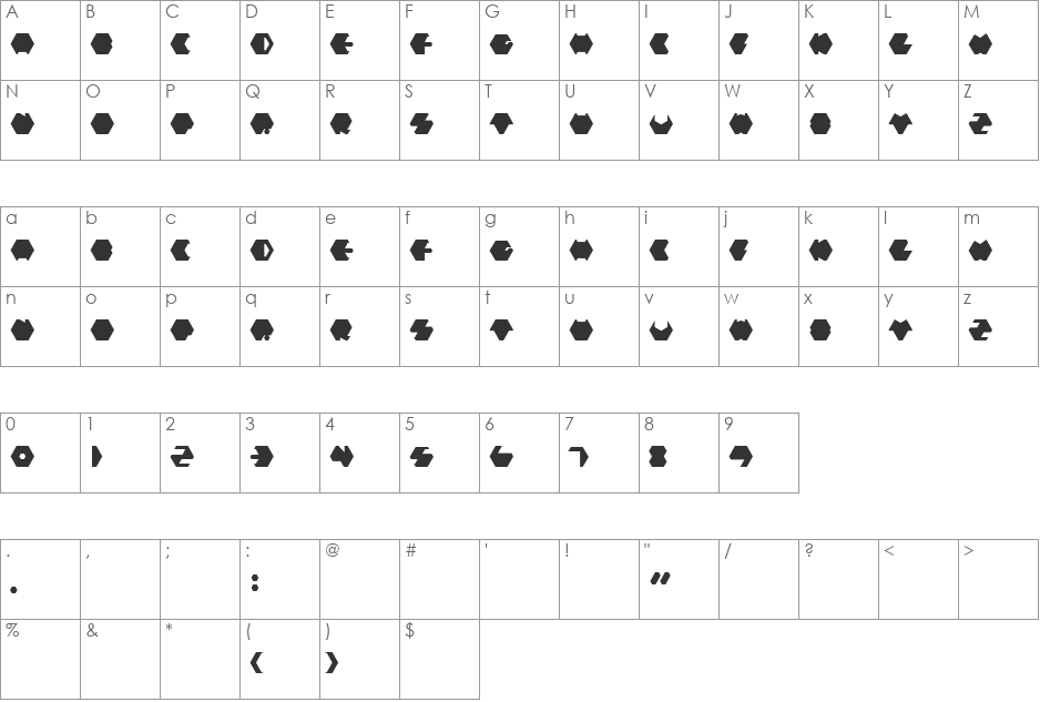 Payopony regular font character map preview