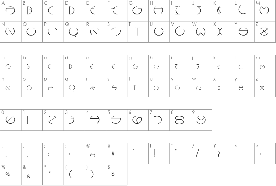 PC Rounders font character map preview