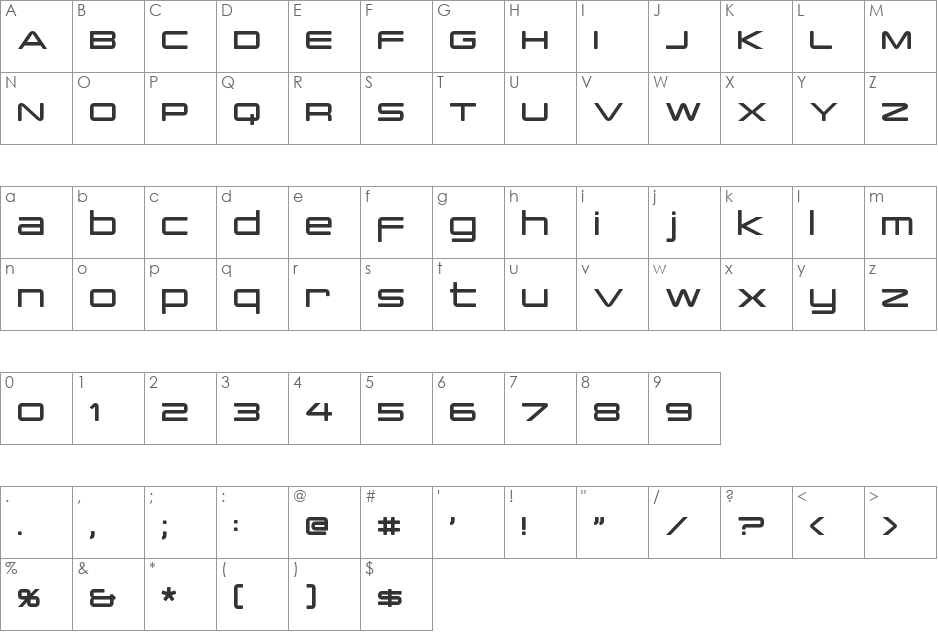 PCap Terminal font character map preview