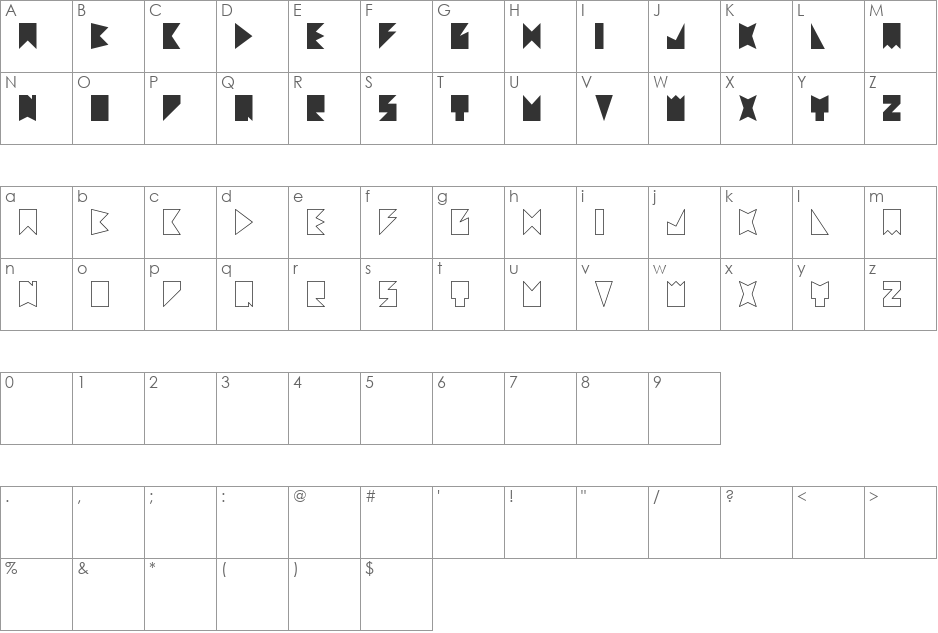 acute font character map preview
