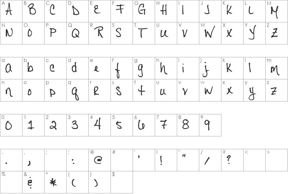 Pea Daisy Doodles font character map preview