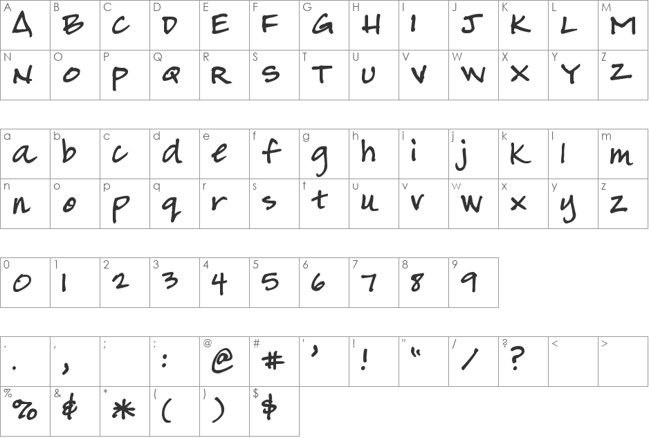 Pea Haylie font character map preview