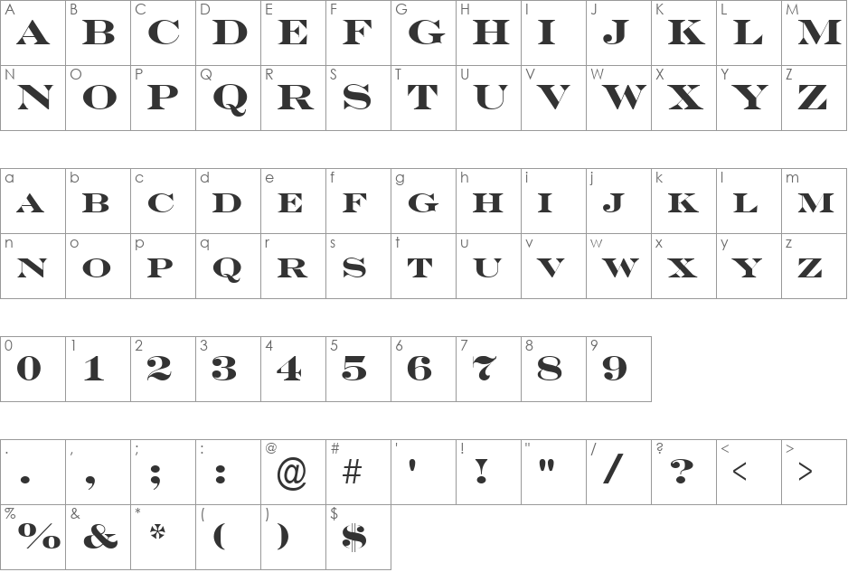 a_SeriferExpCps font character map preview