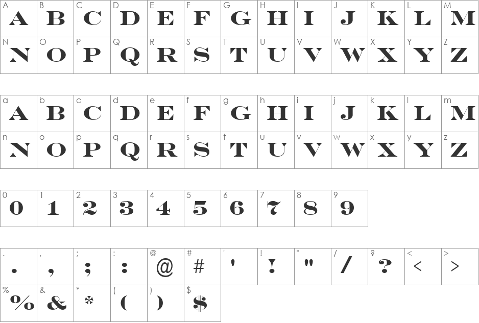 a_SeriferExpTitul font character map preview