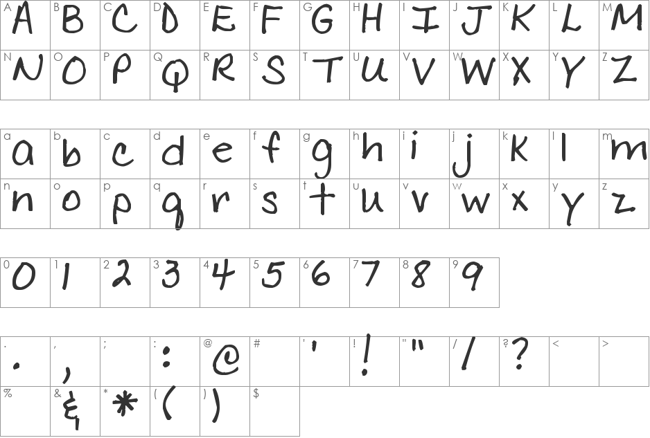 Pea Mimi font character map preview
