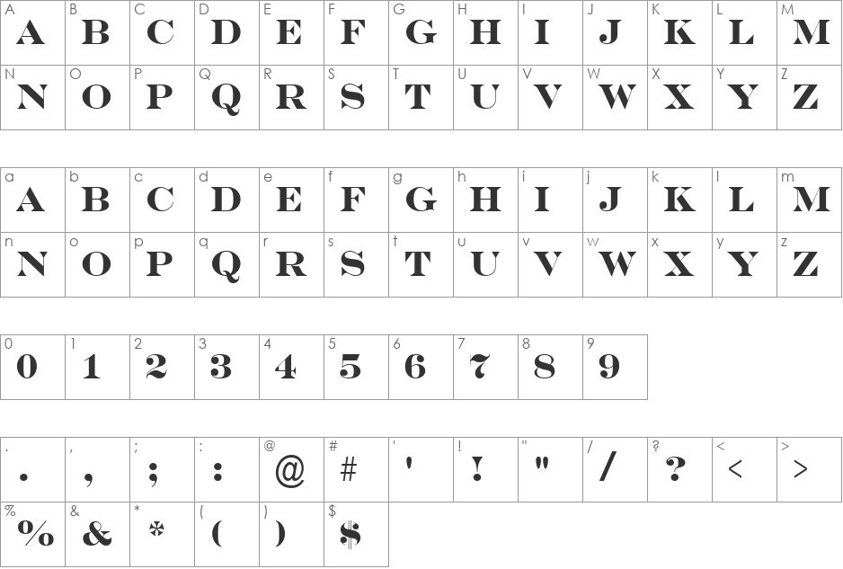 a_SeriferTitul font character map preview