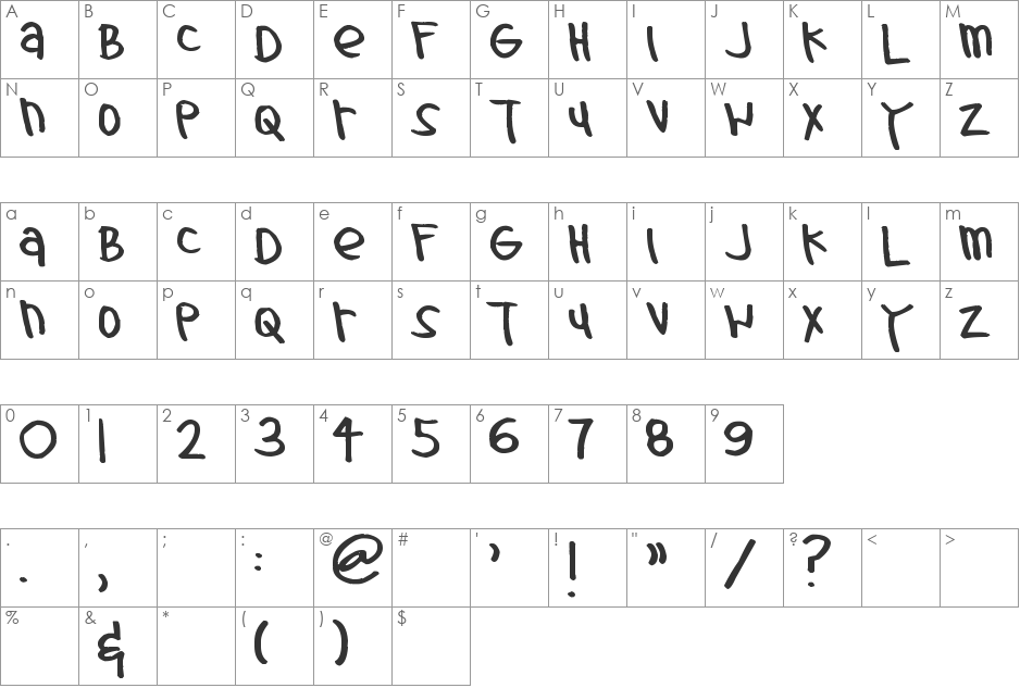 Pea Thinksilver font character map preview