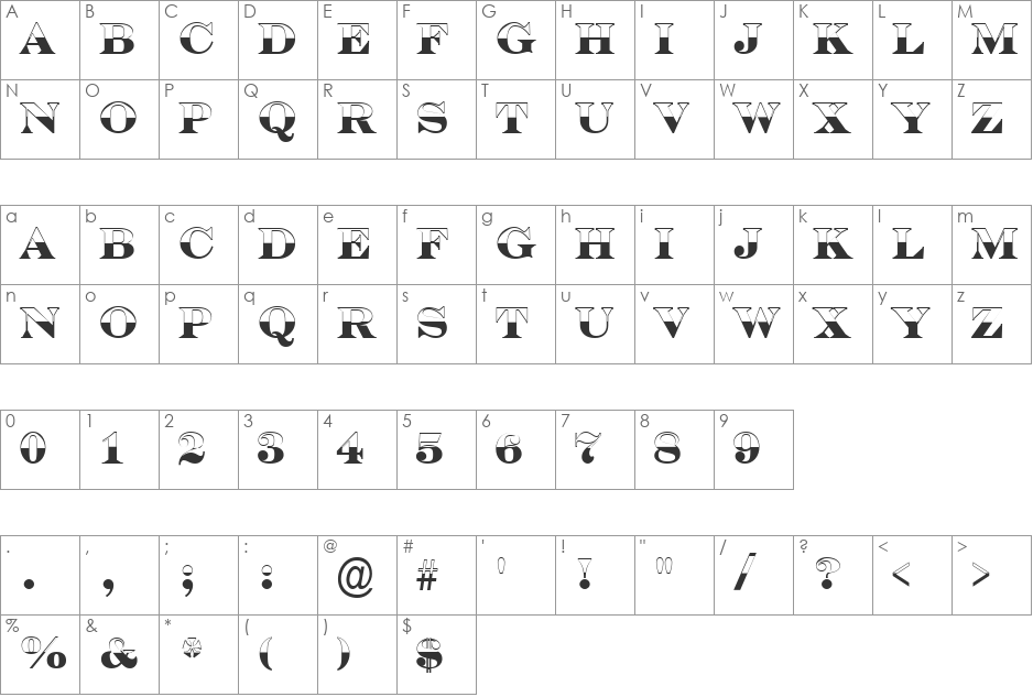 a_SeriferTitulB&W font character map preview