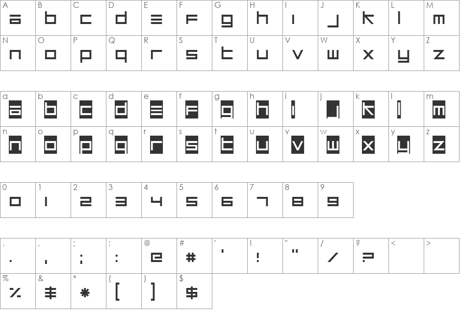 PeaDea font character map preview