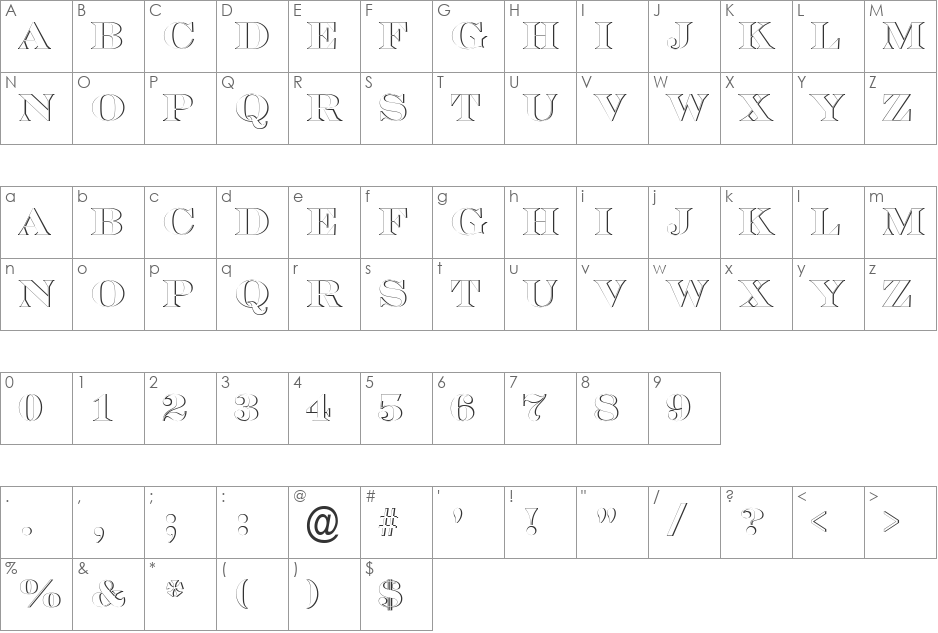 a_SeriferTitulSh font character map preview