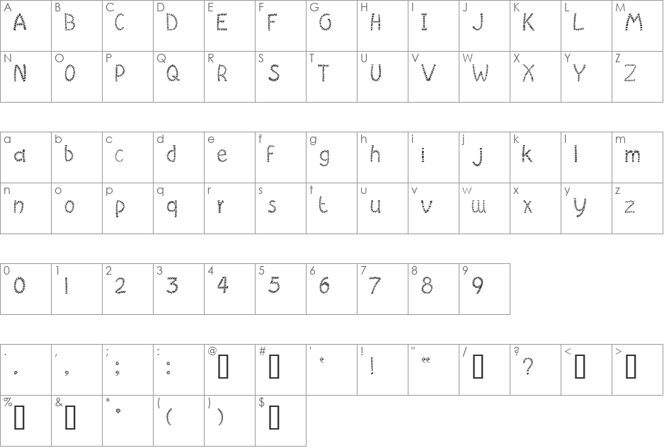 PEARL VALLEY font character map preview