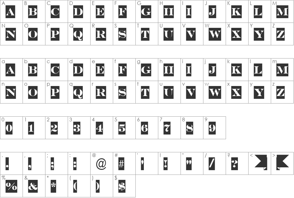 a_SeriferTitulSl font character map preview