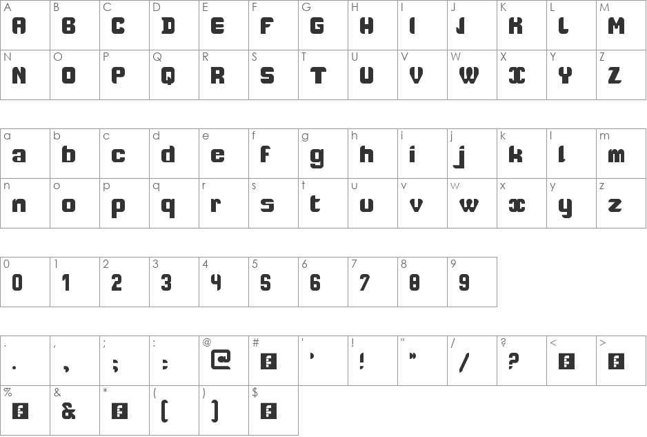 pebbles font character map preview