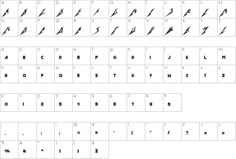 Peckey font character map preview