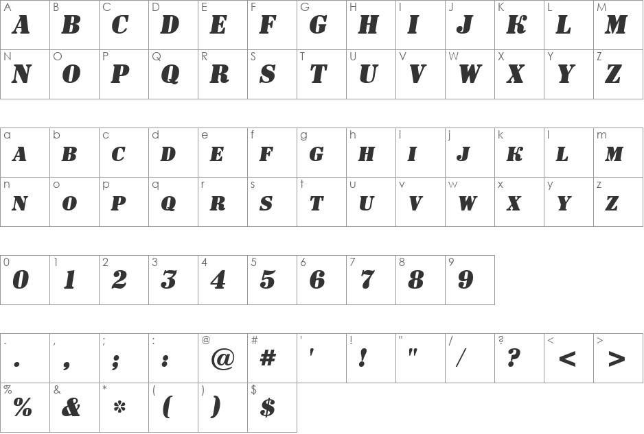 a_SignboardCps font character map preview