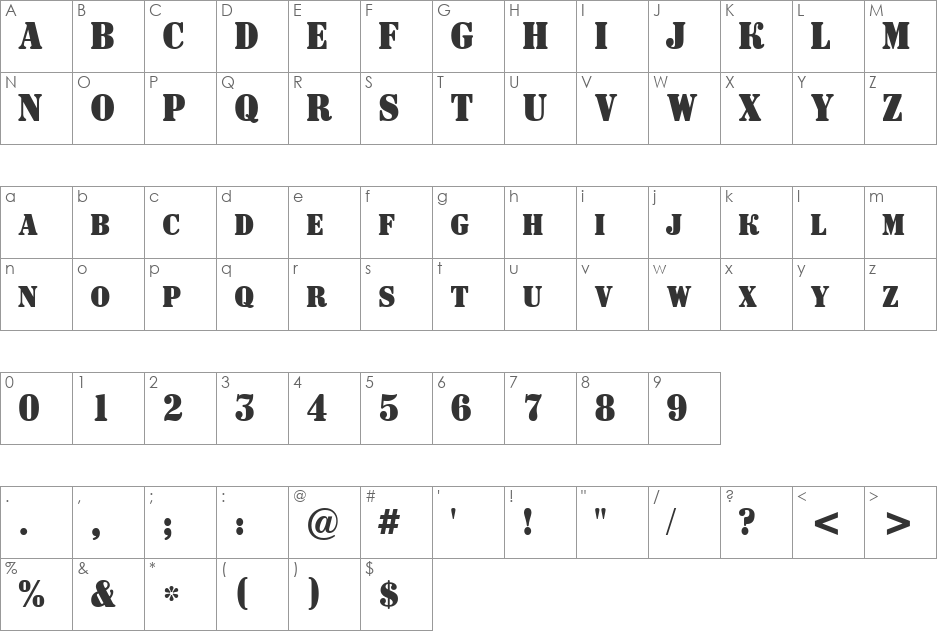 a_SignboardCpsNr font character map preview